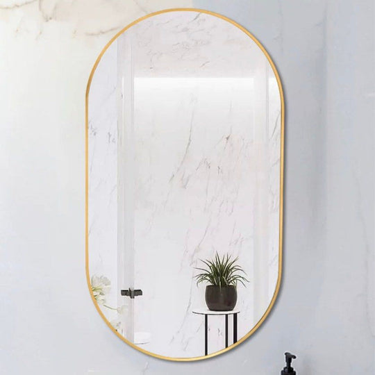 INGOT Modern Stainless Steel Oval Mirror - Cassa Haus Singapore