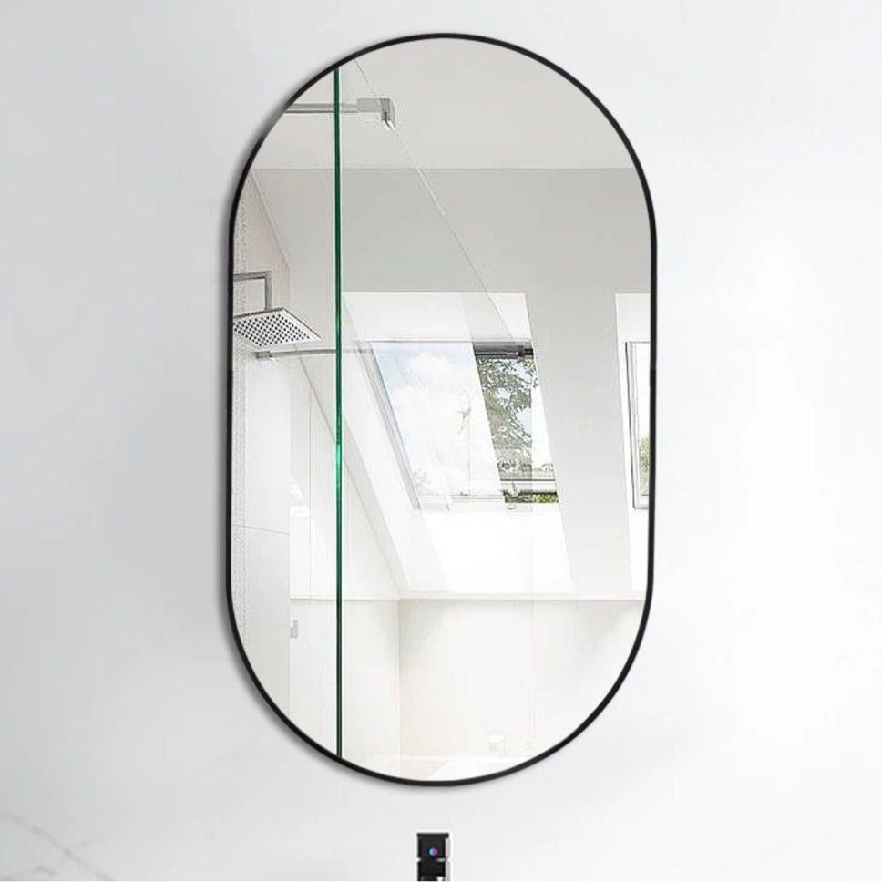 CANDIS Modern Stainless Steel Oval Mirror - Radical Homes Singapore