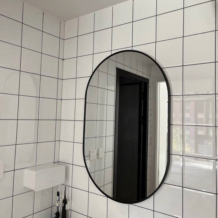 CANDIS Modern Stainless Steel Oval Mirror - Radical Homes Singapore