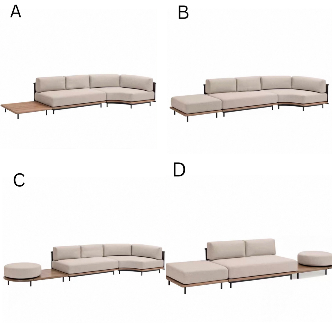 EVARELLE Modern Outdoor Teak Wood Sofa