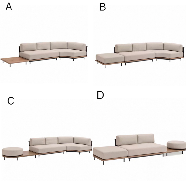 EVARELLE Modern Outdoor Teak Wood Sofa