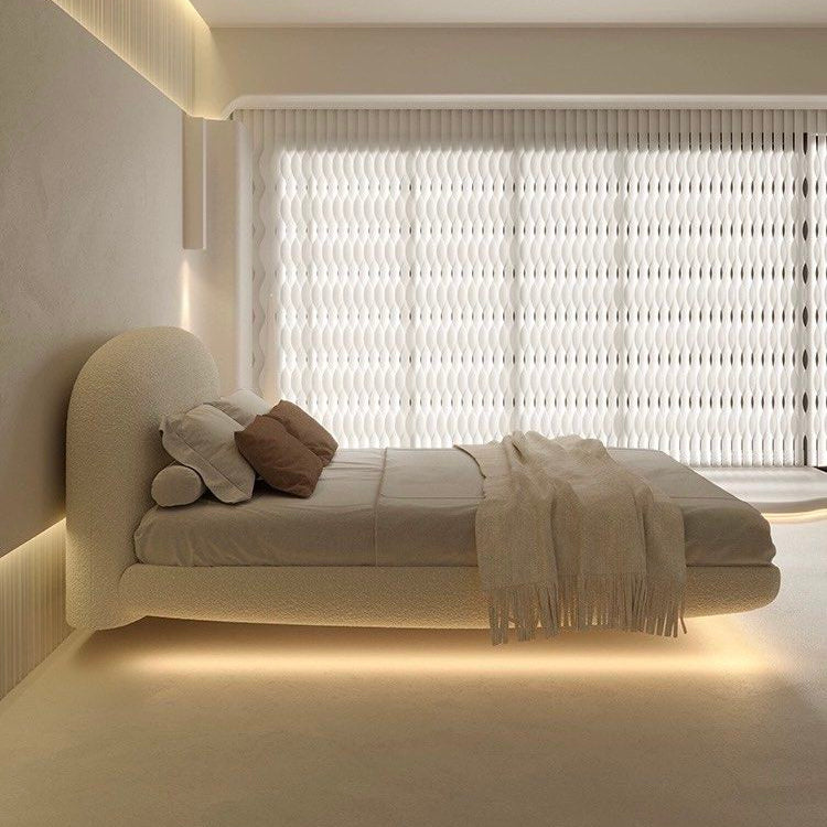 CHAPEL Modern Boucle LED Floating Bedframe - Radical Homes Singapore