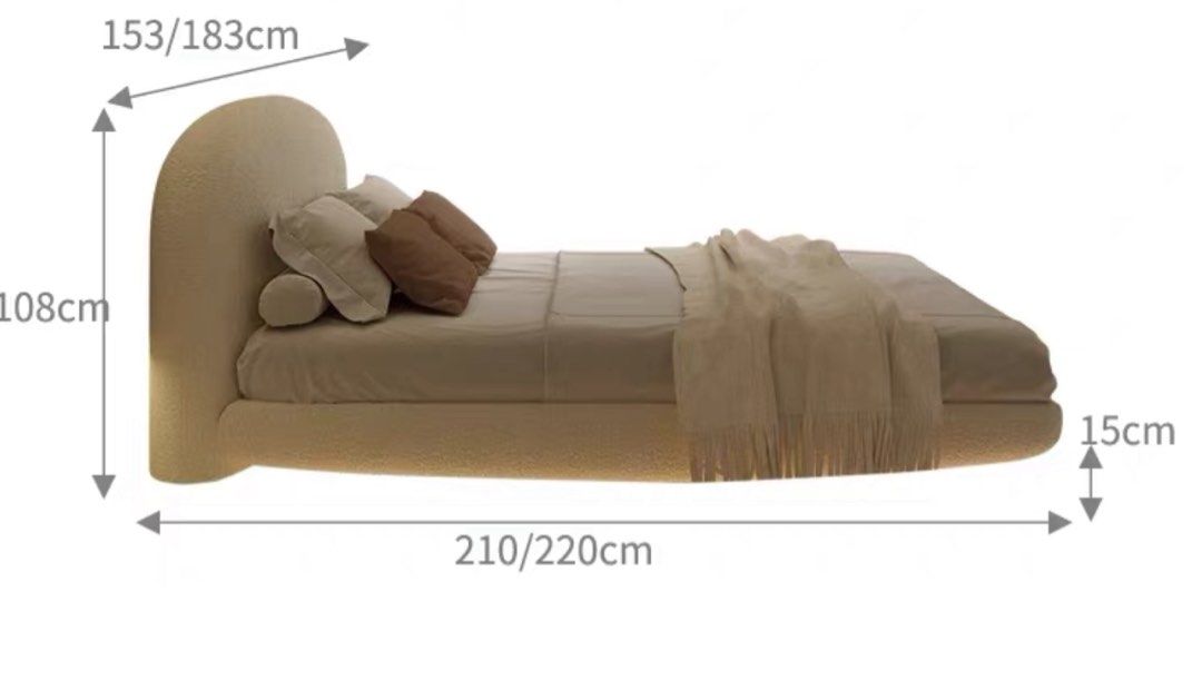 CHAPEL Modern Boucle LED Floating Bedframe - Radical Homes Singapore