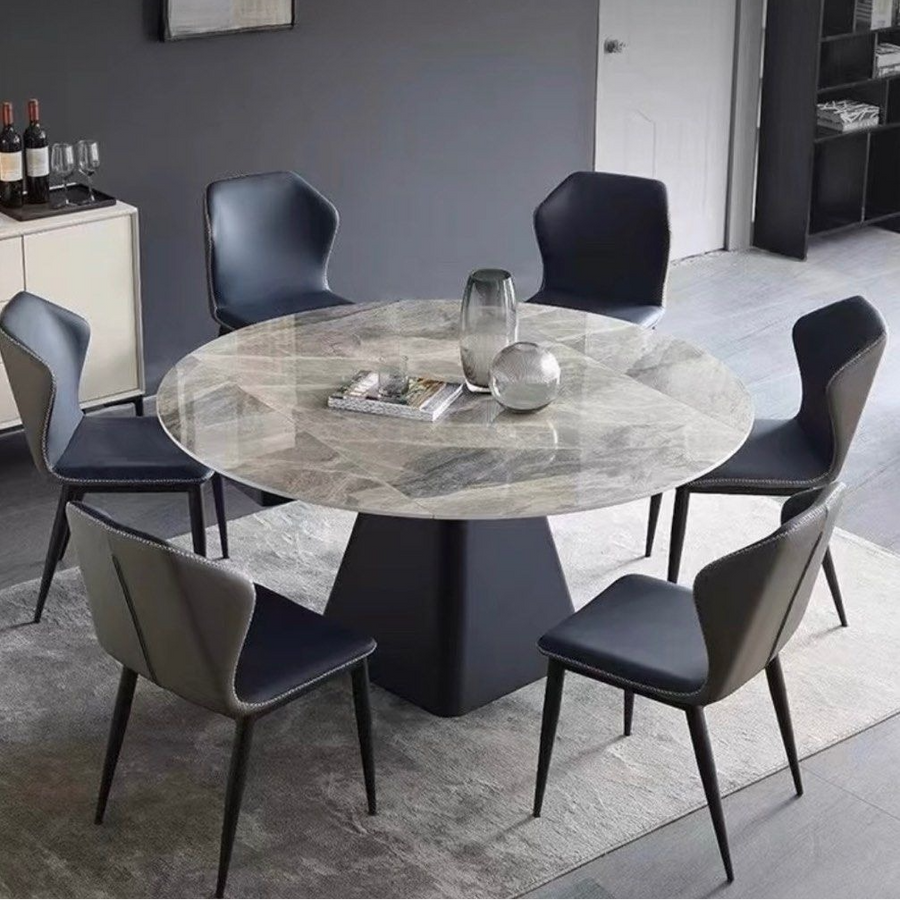 PIDON Modern Extendable Round Sintered Stone Dining Table - Radical Homes Singapore