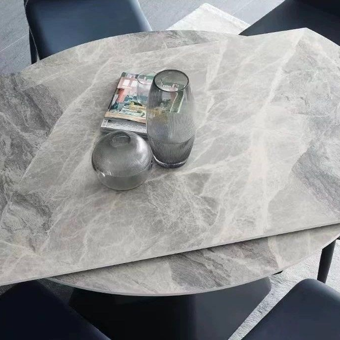 PIDON Modern Extendable Round Sintered Stone Dining Table - Radical Homes Singapore