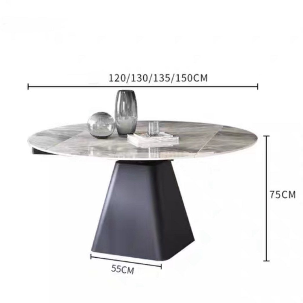 PIDON Modern Extendable Round Sintered Stone Dining Table - Radical Homes Singapore