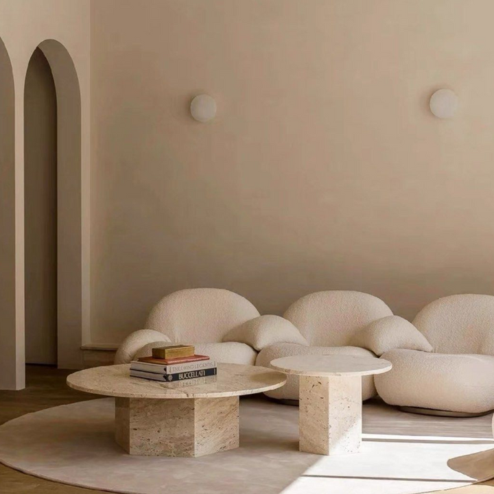 BONNER Modern Round Travertine Coffee Table - Radical Homes Singapore