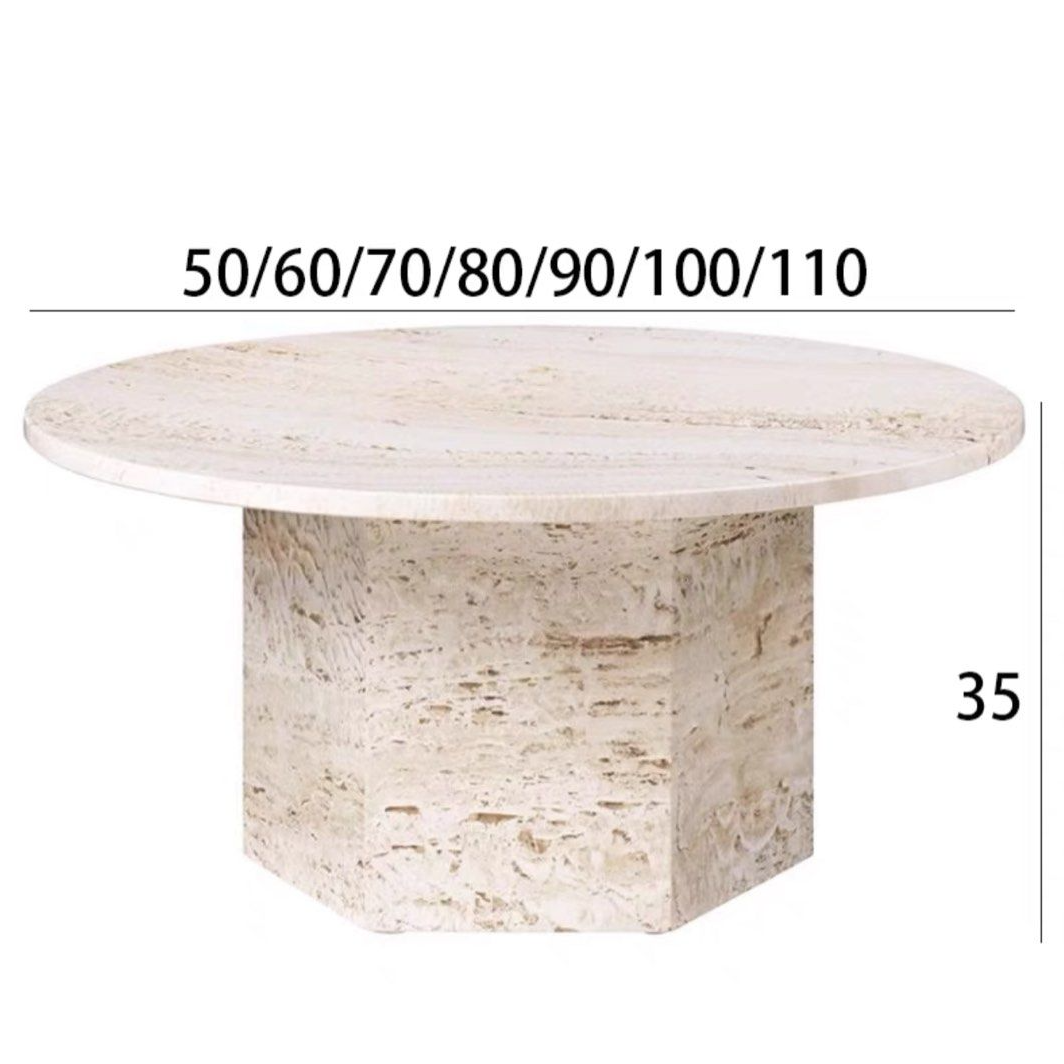 BONNER Modern Round Travertine Coffee Table - Radical Homes Singapore