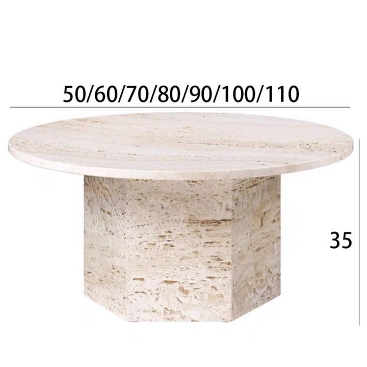 BONNER Modern Round Travertine Coffee Table - Radical Homes Singapore
