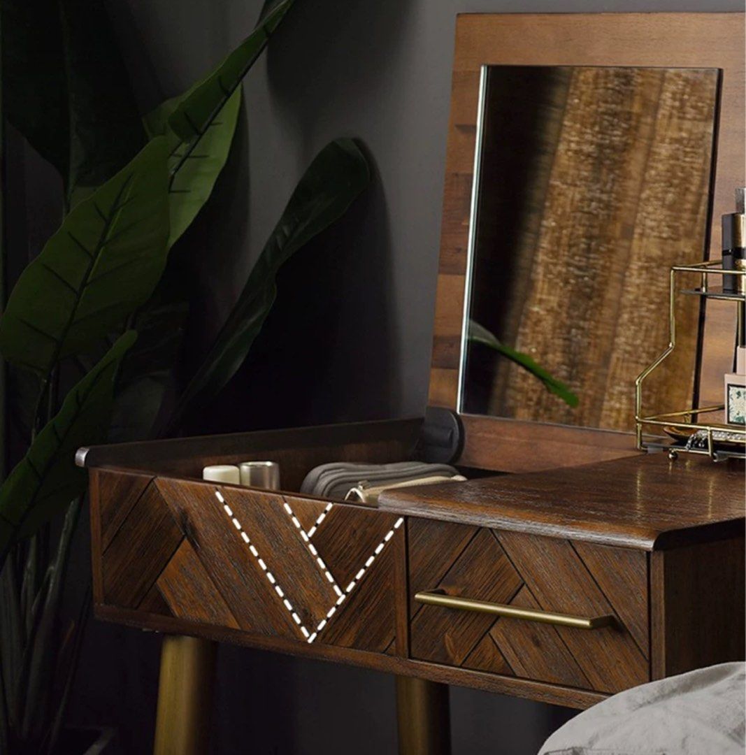 CROTIA Modern Herringbone Vanity Table - Radical Homes Singapore