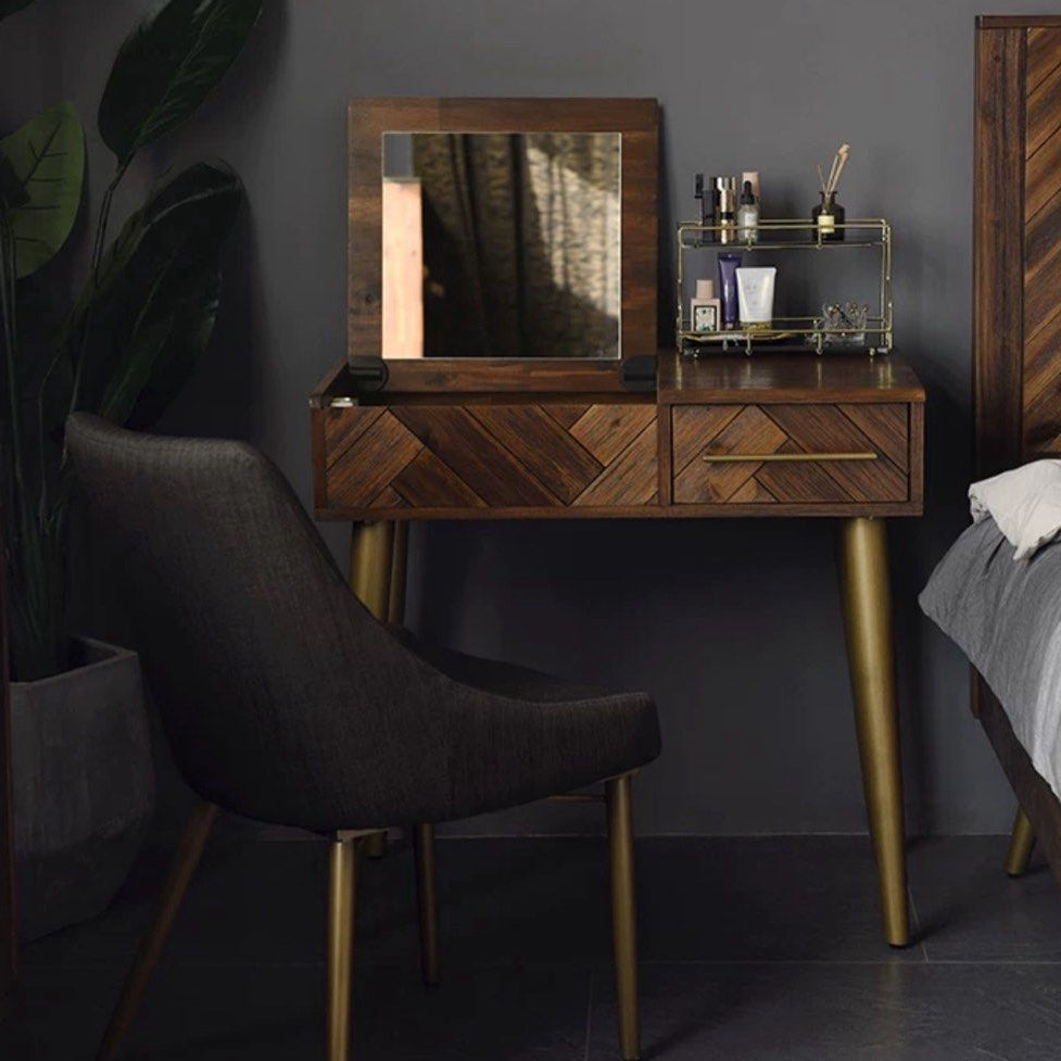 CROTIA Modern Herringbone Vanity Table - Radical Homes Singapore