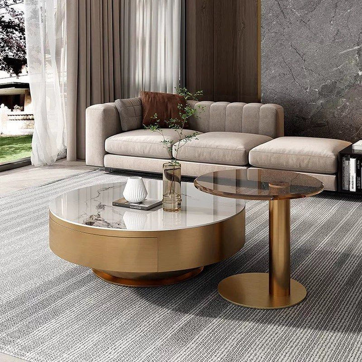 CURELT Modern Sintered Stone Round Coffee Tables - Radical Homes Singapore