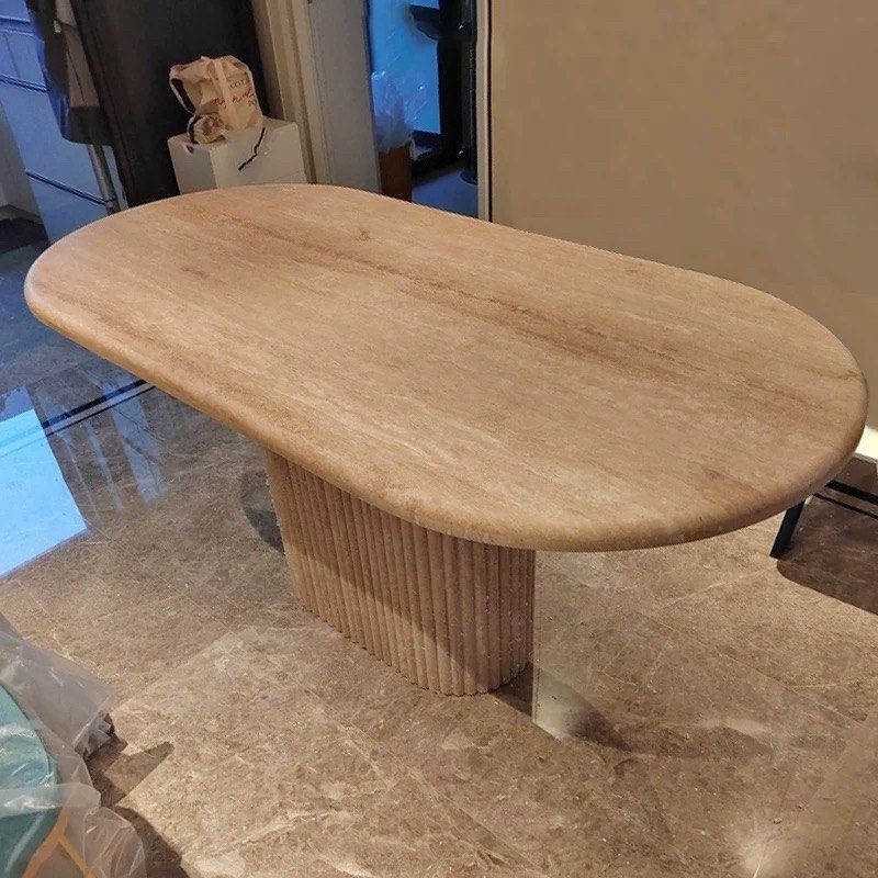 ALASTAIR Modern Travertine Dining Table - Radical Homes Singapore