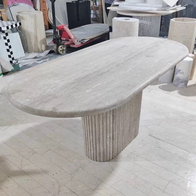 ALASTAIR Modern Travertine Dining Table - Radical Homes Singapore