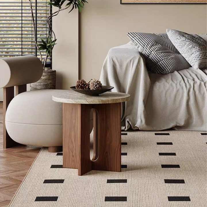 BAILEY Modern Travertine Side Table - Radical Homes Singapore