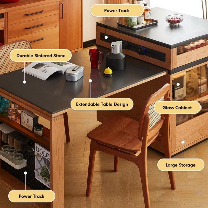 SULLIVAN Extendable Sintered Stone Island Dining Table - Radical Homes Singapore