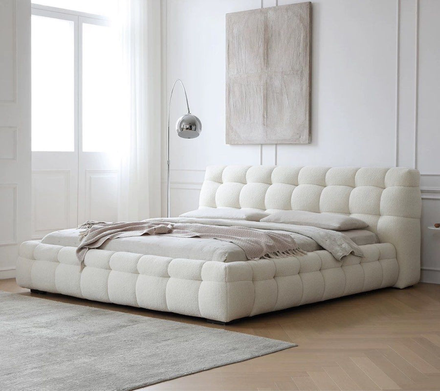 DELINE Modern Boucle Bedframe - Radical Homes Singapore