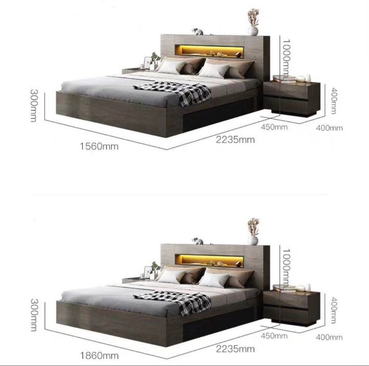 DETON Rustic Multimedia Bedframe - Radical Homes Singapore