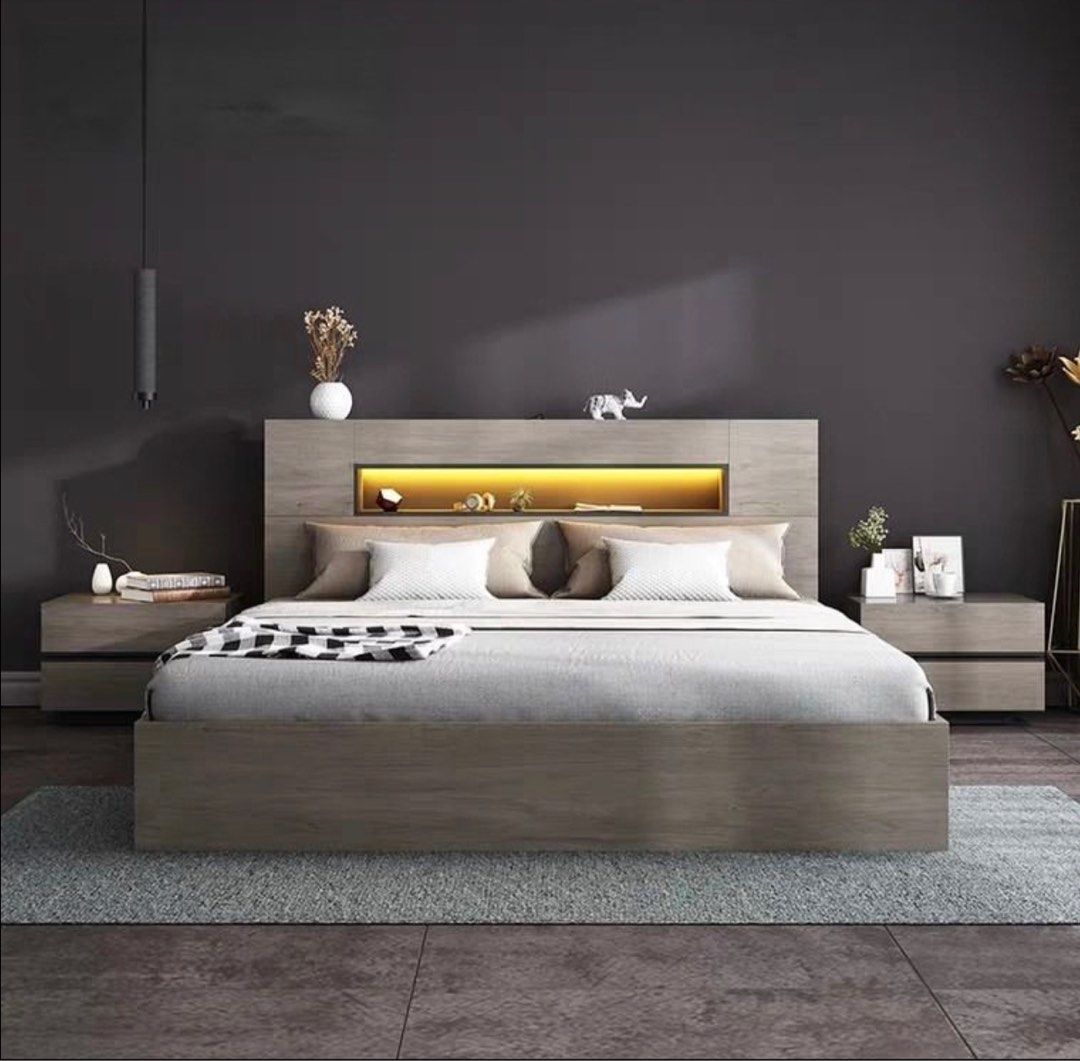 DETON Rustic Multimedia Bedframe - Radical Homes Singapore