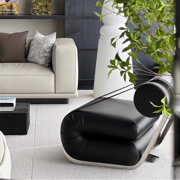 INGRID Modern Leather Lounge Chair - Radical Homes Singapore