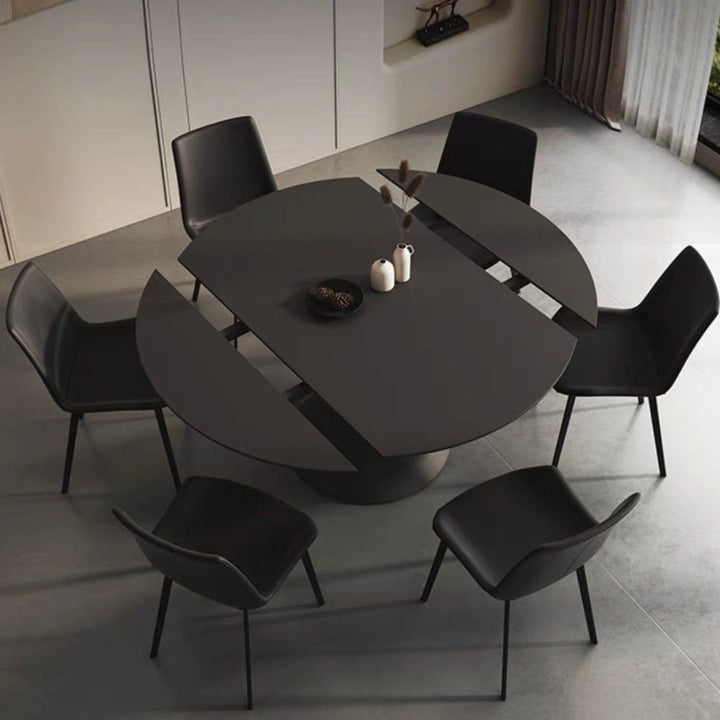ALESON Modern Extendable Sintered Stone Round Dining Table - Cassa Haus Singapore
