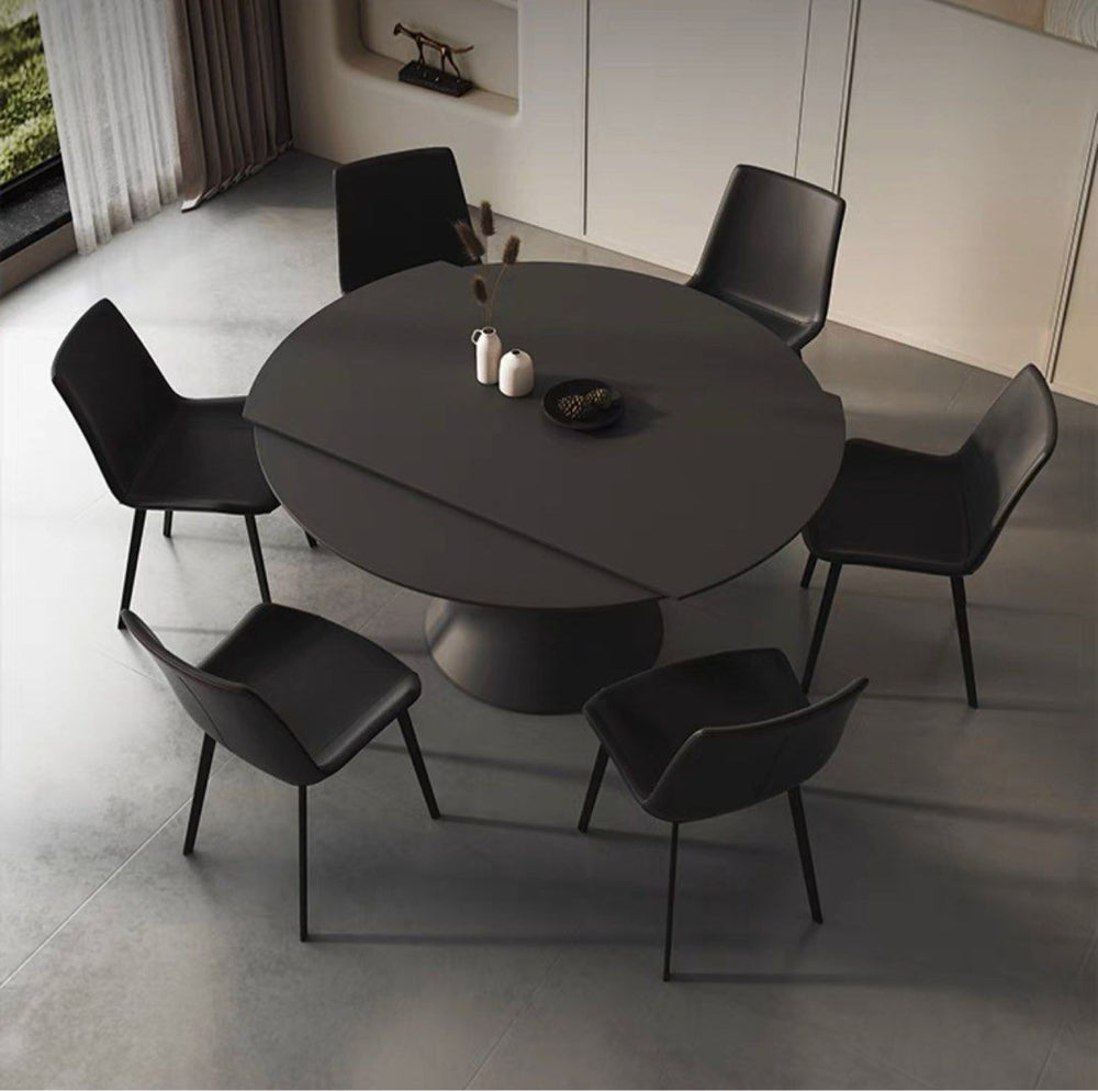 ALESON Modern Extendable Sintered Stone Round Dining Table - Radical Homes Singapore