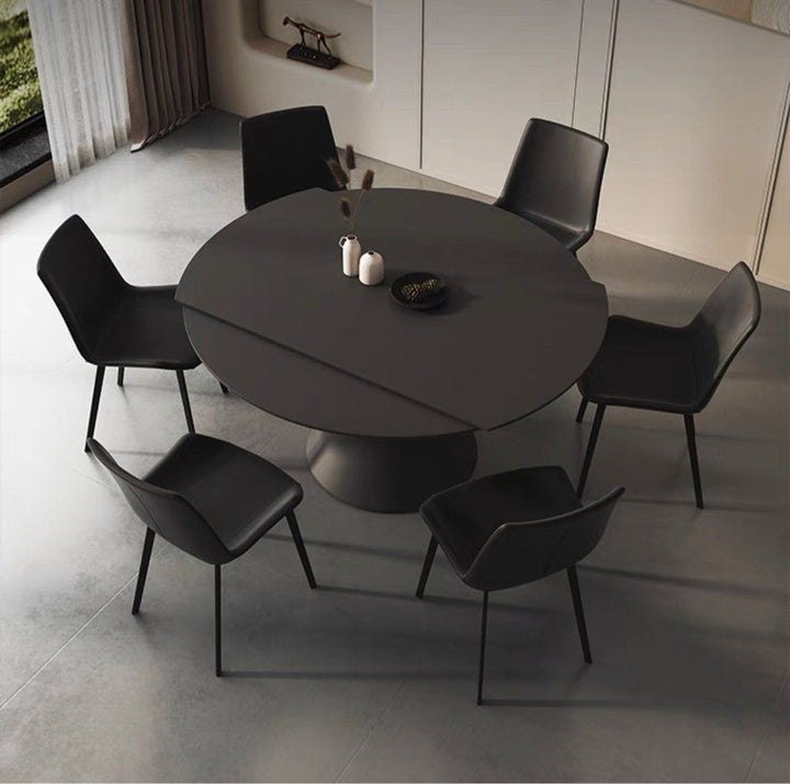 ALESON Modern Extendable Sintered Stone Round Dining Table - Cassa Haus Singapore