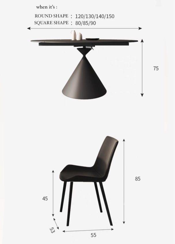 ECLIPSE Modern Extendable Sintered Stone Round Dining Table