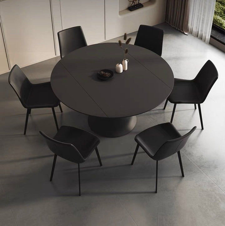 ALESON Modern Extendable Sintered Stone Round Dining Table - Cassa Haus Singapore