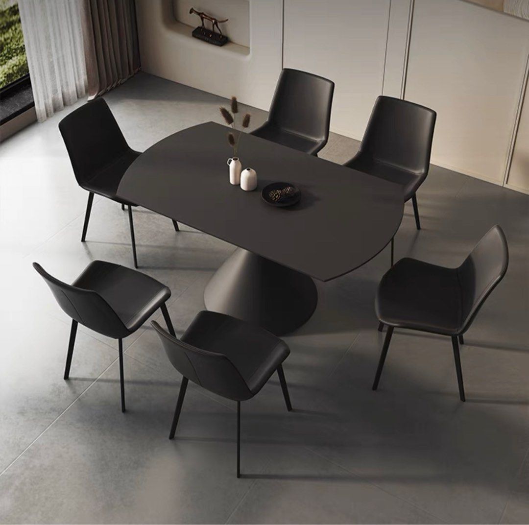 ALESON Modern Extendable Sintered Stone Round Dining Table - Cassa Haus Singapore