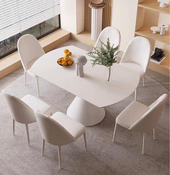 ALESON Modern Extendable Sintered Stone Round Dining Table - Cassa Haus Singapore