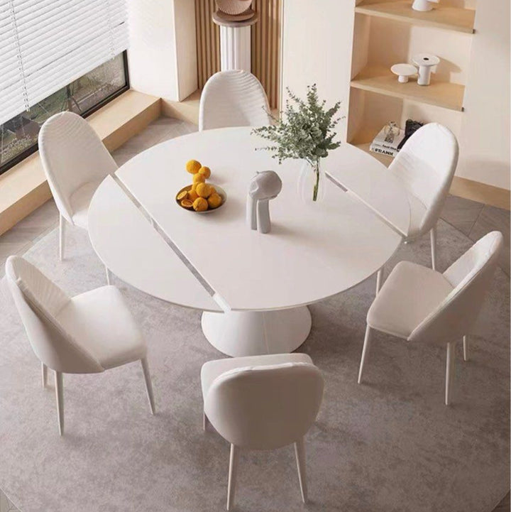 ALESON Modern Extendable Sintered Stone Round Dining Table - Cassa Haus Singapore