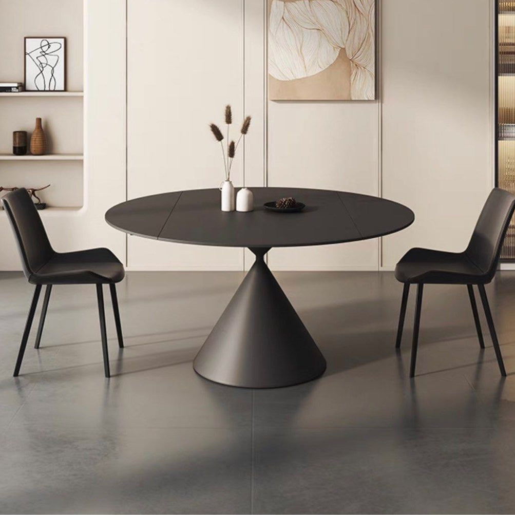 ALESON Modern Extendable Sintered Stone Round Dining Table - Cassa Haus Singapore