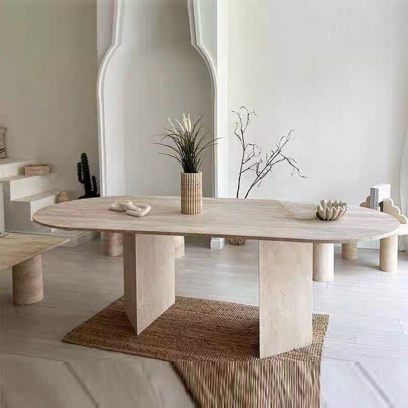 CAFUS Modern Travertine Dining Table - Radical Homes Singapore