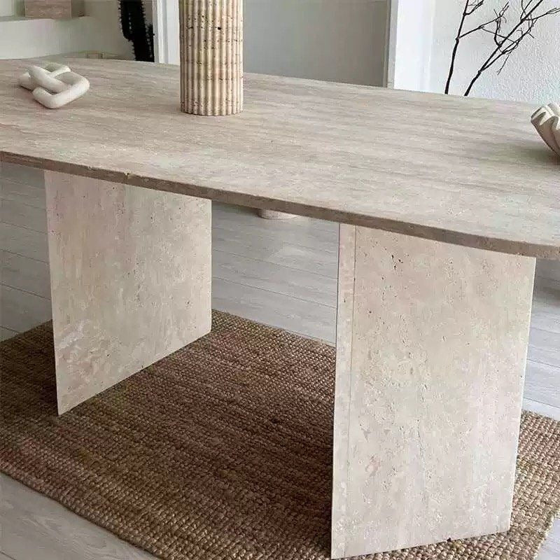 CAFUS Modern Travertine Dining Table - Radical Homes Singapore
