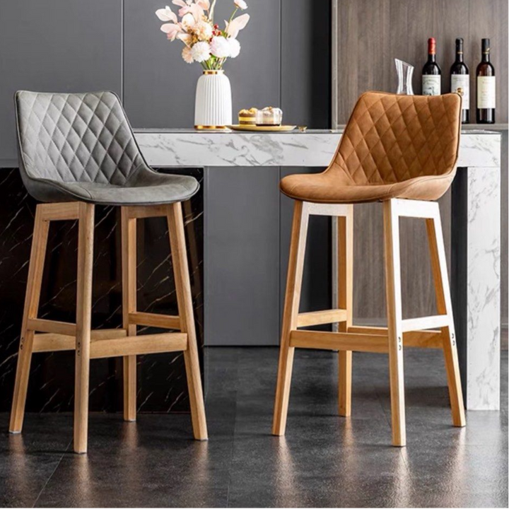 MAVRELLIS Modern Leather Bar Stool - Cassa Haus Singapore