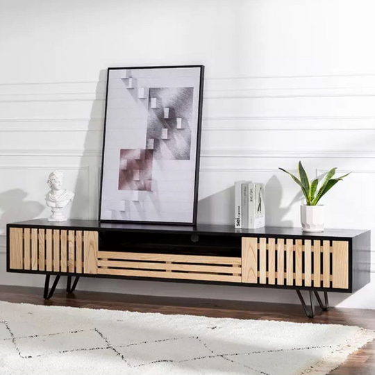 QELVORAN Industrial Solid Wood TV Console - Cassa Haus Singapore