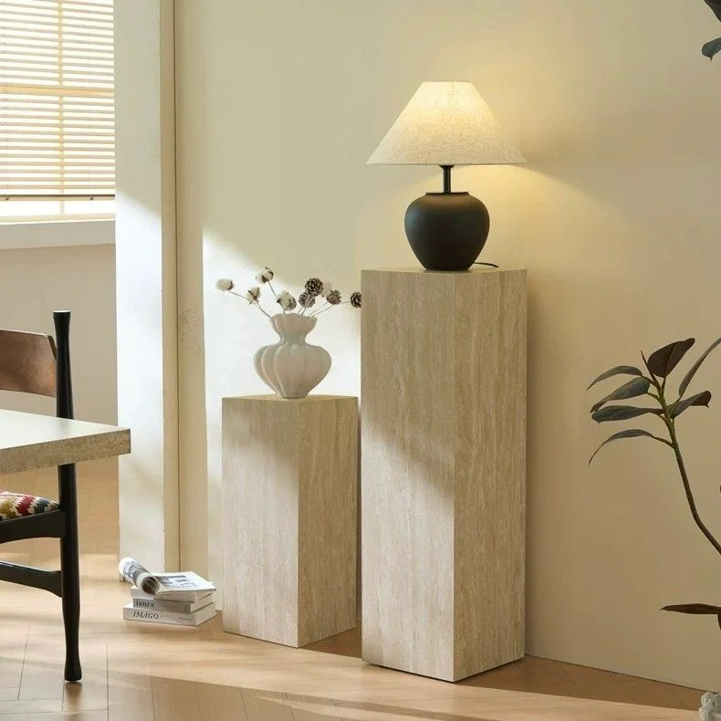 GURNEY Modern Travertine Pedestal - Radical Homes Singapore