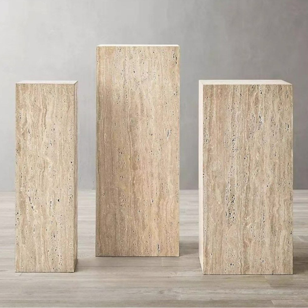 GURNEY Modern Travertine Pedestal - Radical Homes Singapore