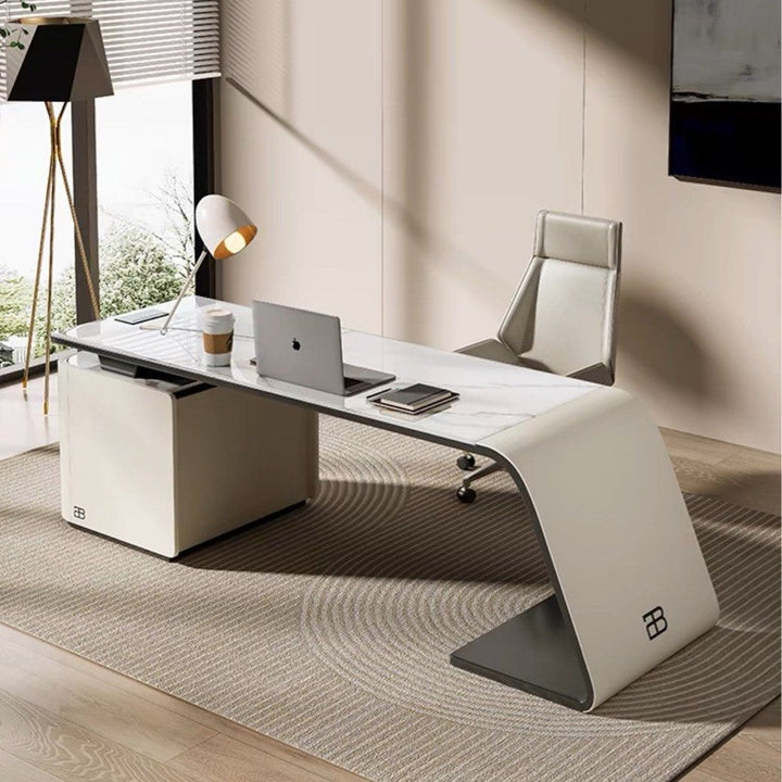 LUCIN Modern Sintered Stone Study Desk - Radical Homes Singapore