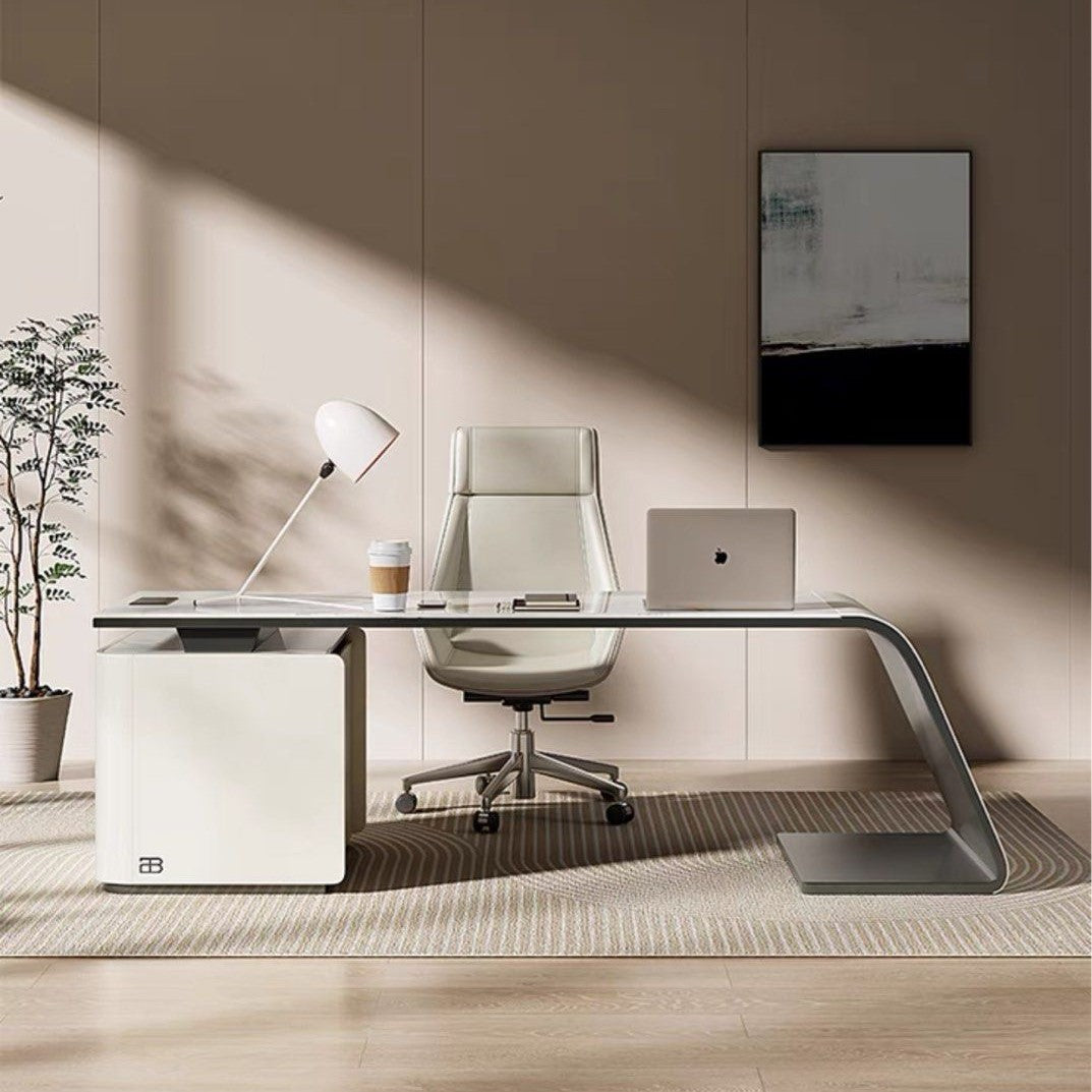 LUCIN Modern Sintered Stone Study Desk - Radical Homes Singapore