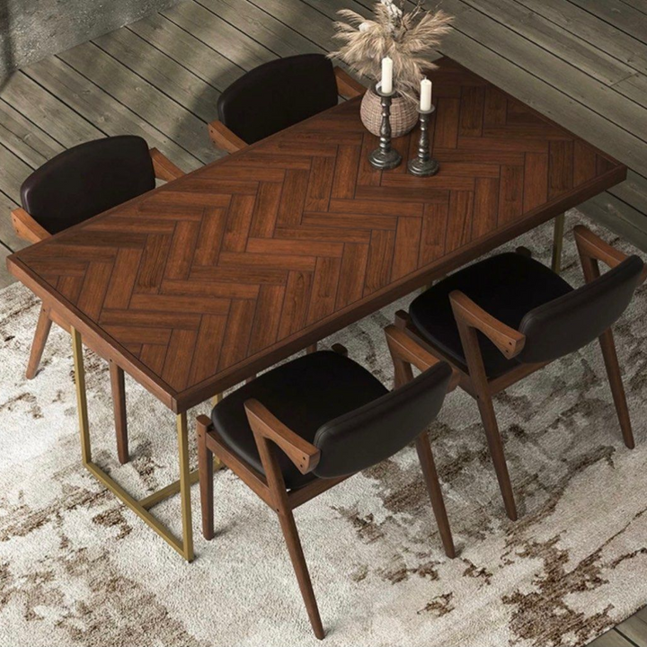 VALDRIN Rustic Herringbone Dining Table