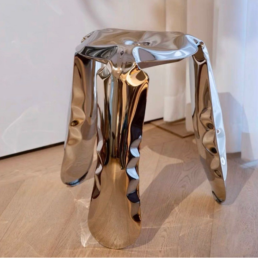 SCHULF Abstract Stainless Steel Stool - Radical Homes Singapore