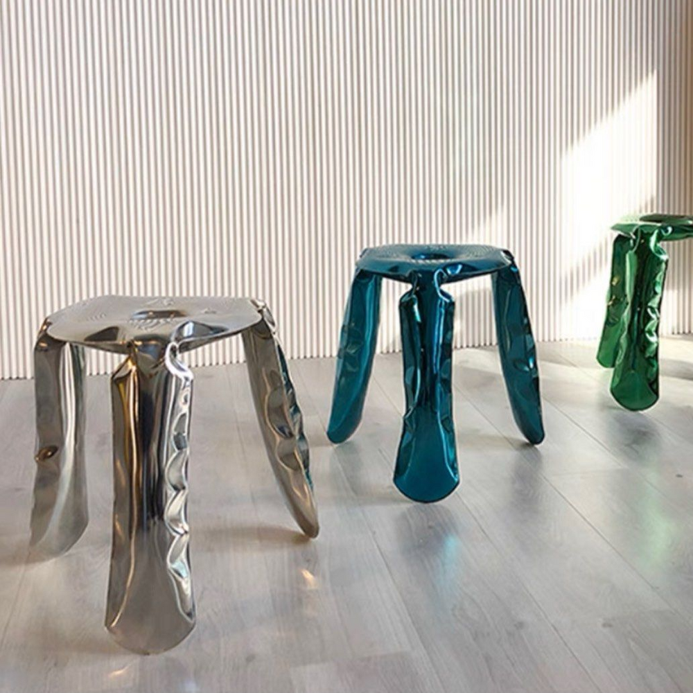 SCHULF Abstract Stainless Steel Stool - Radical Homes Singapore