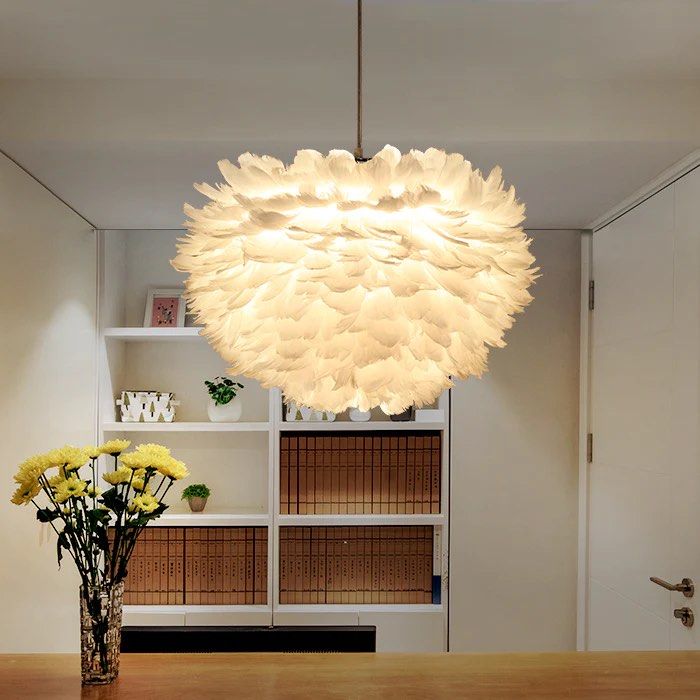 ELA Unique Geometric Pendant with Feather Accents - Radical Homes Singapore