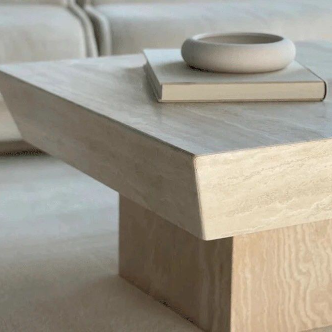 JUSTEN Modern Travertine Coffee Table - Radical Homes Singapore