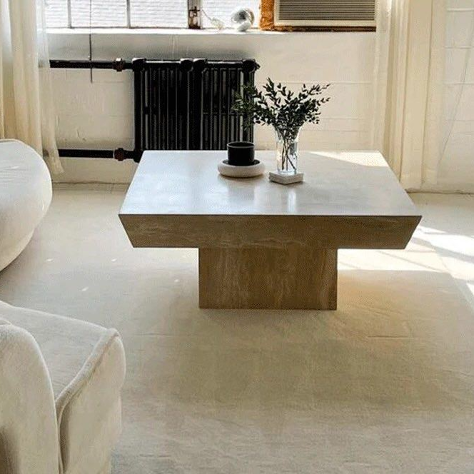 JUSTEN Modern Travertine Coffee Table - Radical Homes Singapore