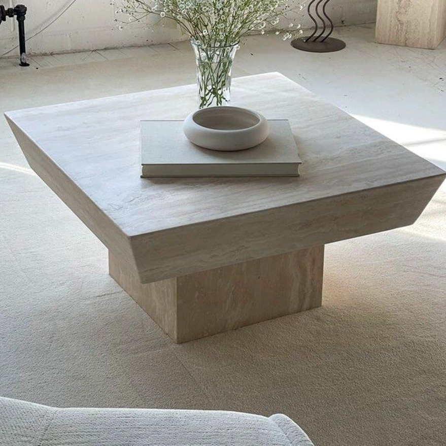 JUSTEN Modern Travertine Coffee Table - Radical Homes Singapore