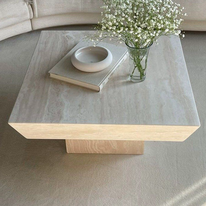 JUSTEN Modern Travertine Coffee Table - Radical Homes Singapore
