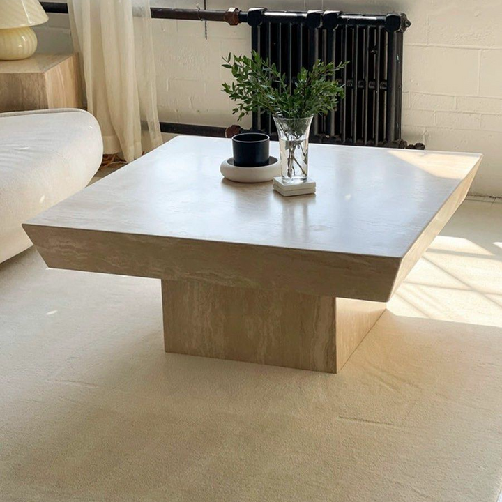 JUSTEN Modern Travertine Coffee Table - Radical Homes Singapore